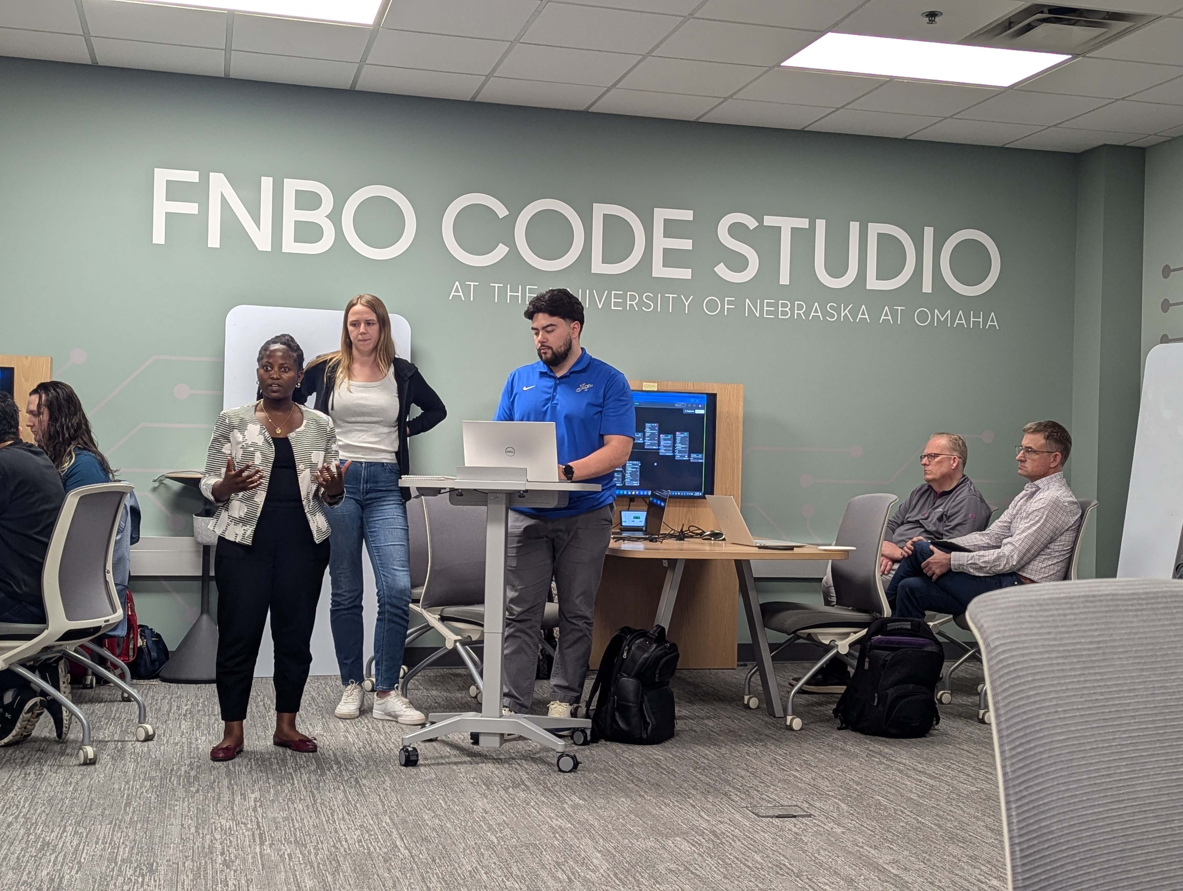 Students presenting at the FNBO Code Studio